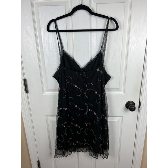 Shein Curve 3XL Black Mesh Floral Overlay Gothic Mini Dress 90s inspired - Picture 7 of 8